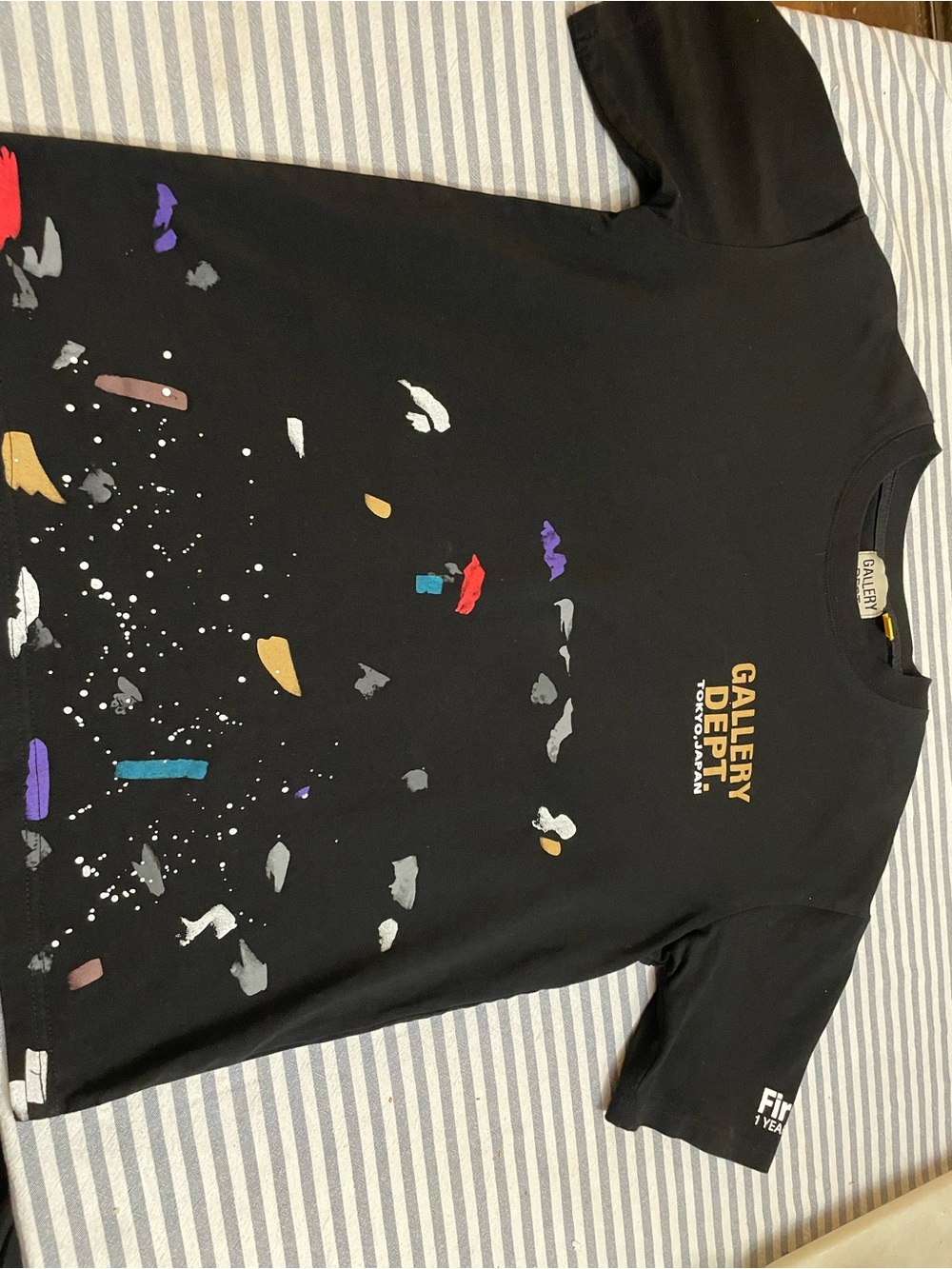 Gallery Kids Black Tee with Multicolor Paint Splatter